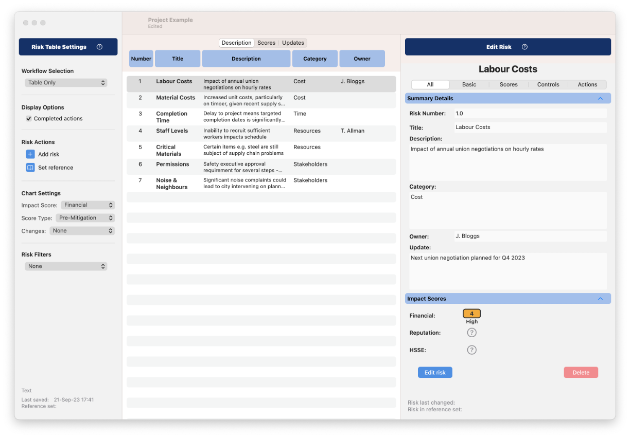 Risk Table User Modes – Decision Pathways